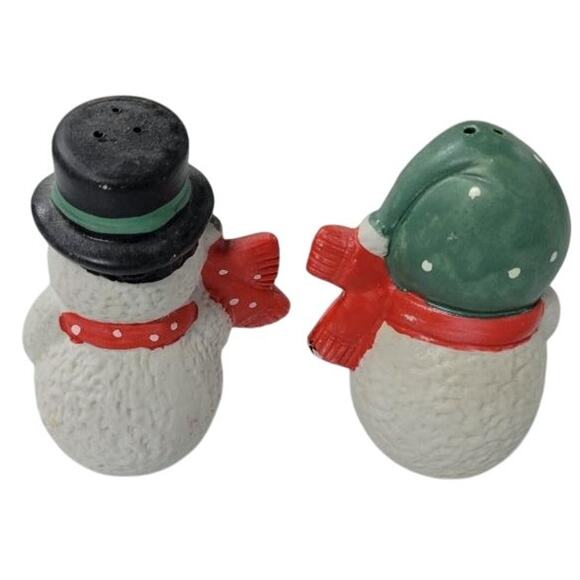 VTG Anthropomorphic Snowman Mr Mrs Christmas Winter Salt & Pepper Shakers Frosty - Picture 2 of 4